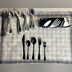 40 Piece Black Stainless Steel Flatware Set